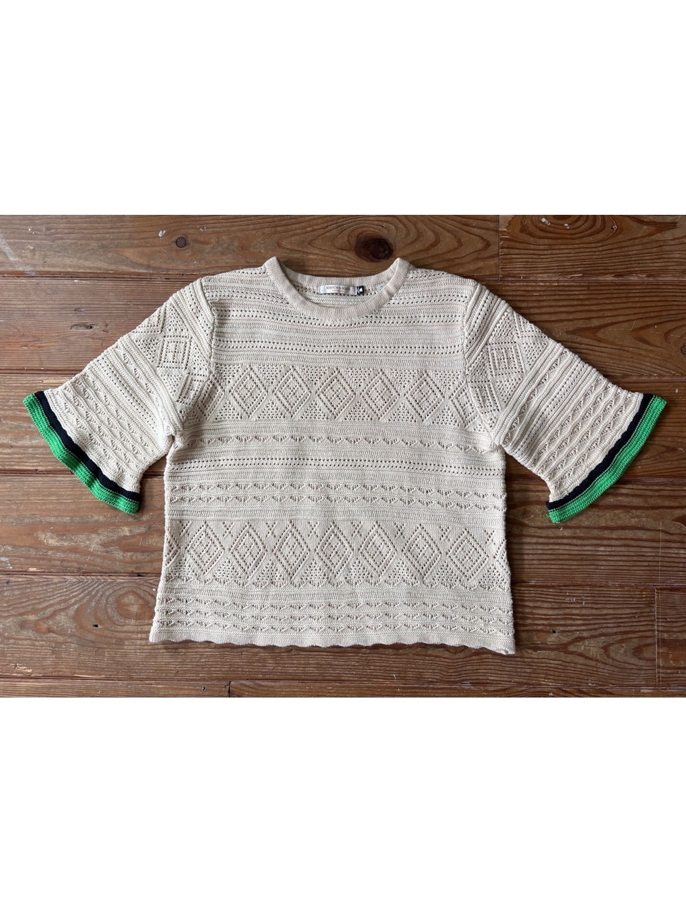 Scotch & Soda Amsterdam Textured Knit Sweater Cream Short Sleeve Medium